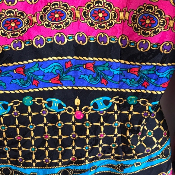 ADRIANNA PAPELL Safe Silk Evening Jacket Blazer Button Front Gold Detail Size 10 - Picture 9 of 16